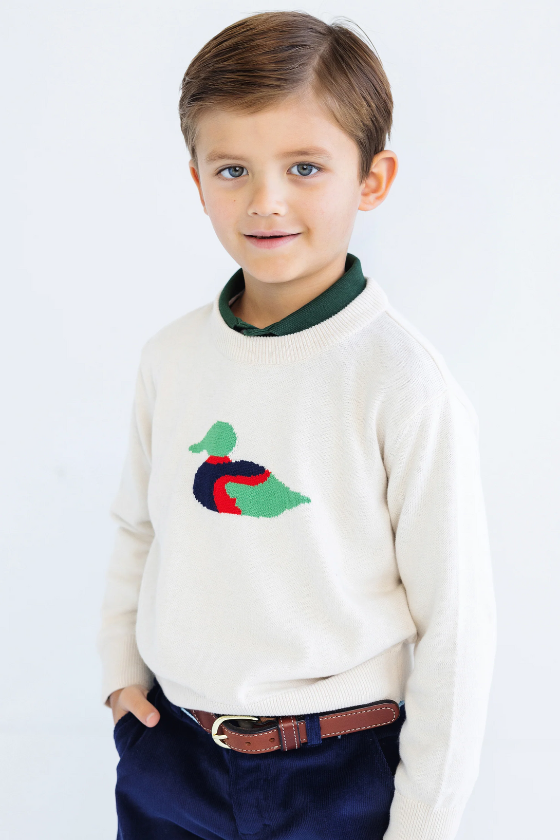 Isaac's Intarsia Sweater Sandy Springs Stone Duck