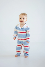 Sir Proper's Rugby Romper Barrington Blue Richmond Red Palmetto Pearl White