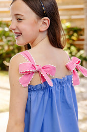 Laineys Little Dress Barbados Blue Hamptons Hot Pink