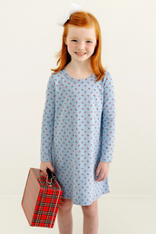 Long Sleeve Polly Play Dress Barrington Blue Midway Micro Floral (Normal Weight)