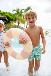 Tortola Trunks Gibson Island Green Gingham w/Worth Ave. White Stork