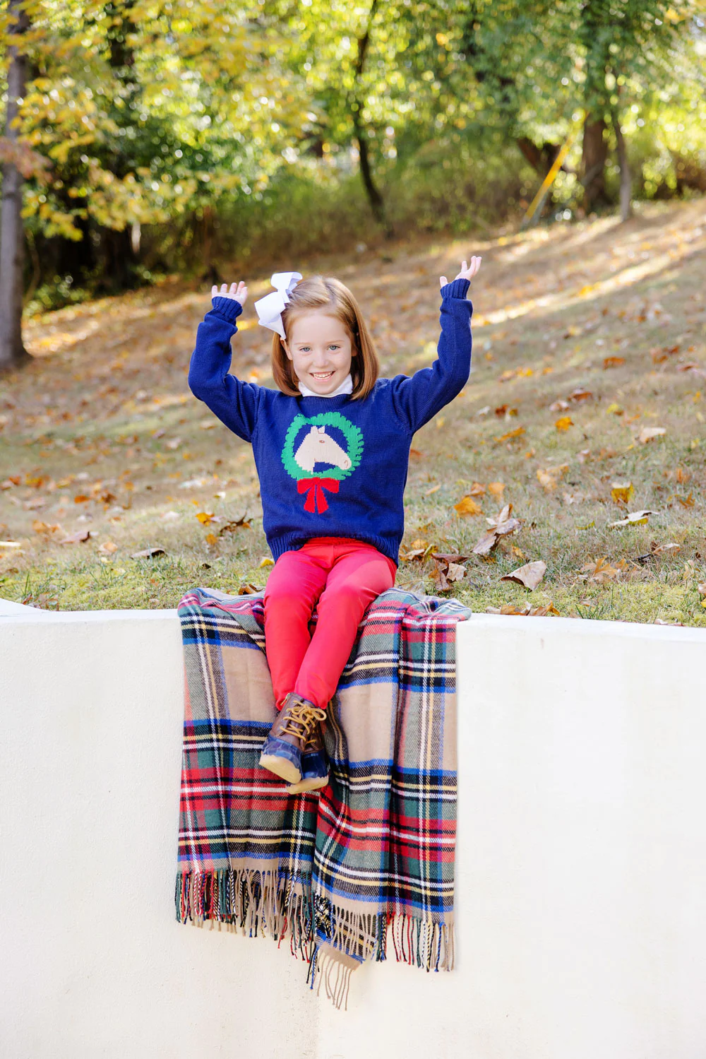 Isabelle's Intarsia Sweater in Nantucket Navy with Horse