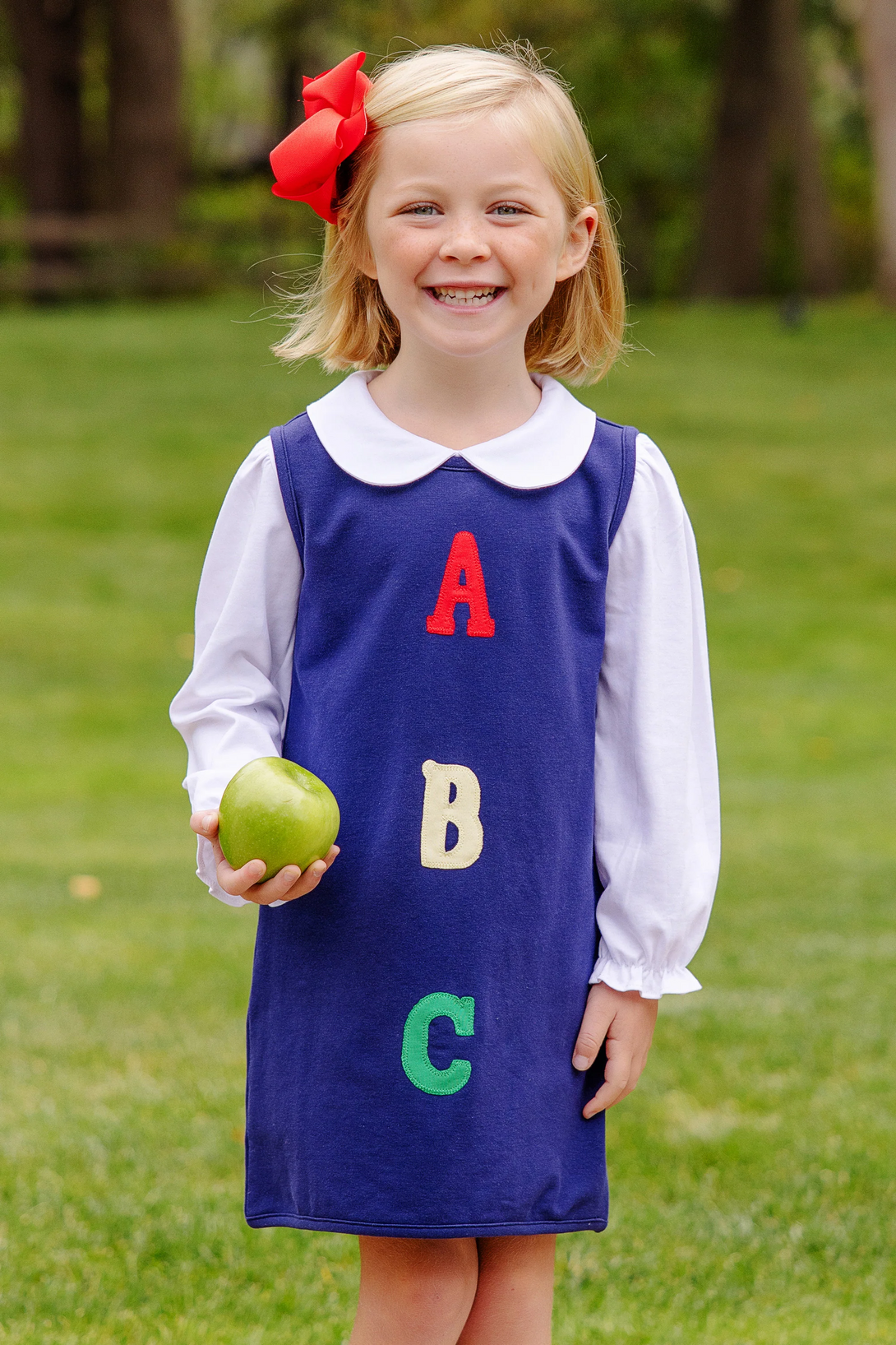 Annie Apron Dress ABC Nantucket Navy Richmond Red