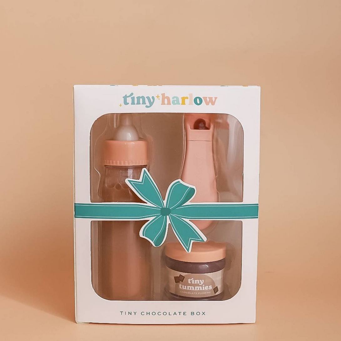 Tiny Tummies Puree and Milk Bottle Set for Doll - Chocolate