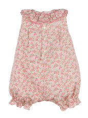 Tiny Floral Print Smocked Bubble Pink