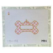 Pink Check Dog Tag Canvas