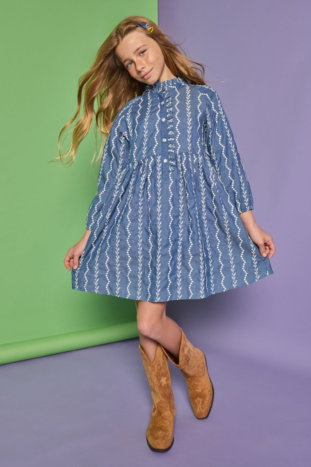 Amelia Dress - Chamonix Chambray Embroidery