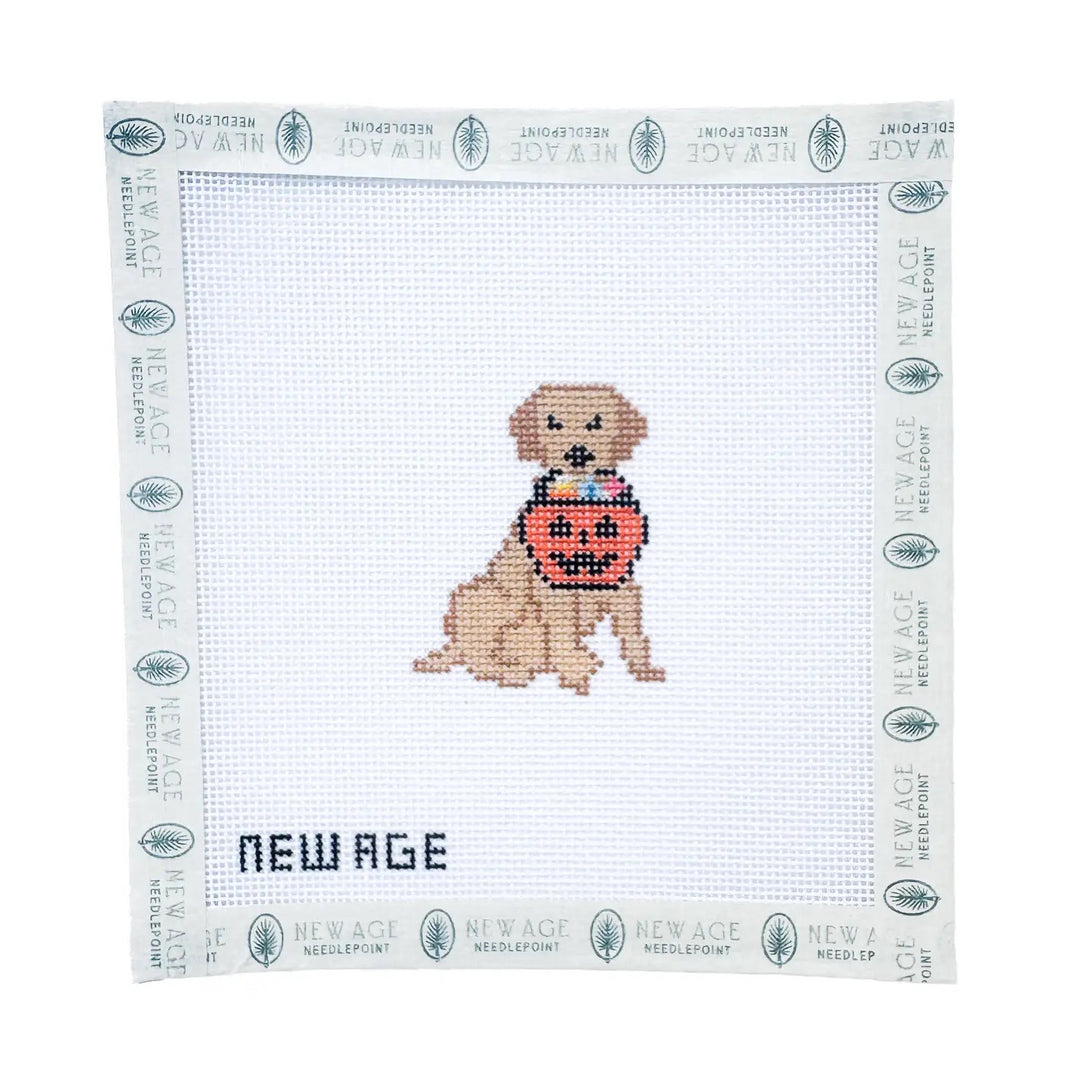 Halloween Golden Retriever Needlepoint Canvas