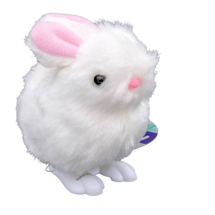 Farm Fresh White Fuzzy Bunny Wind Ups, Spring, Easter