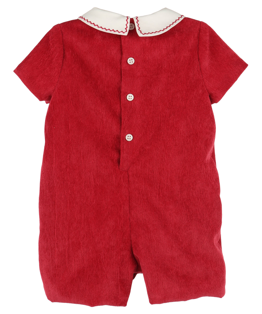Red Corduroy Stitches Collar Romper