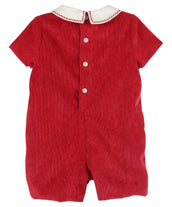 Red Corduroy Stitches Collar Romper