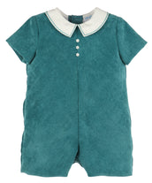 Teal Corduroy Stitches Collar Romper
