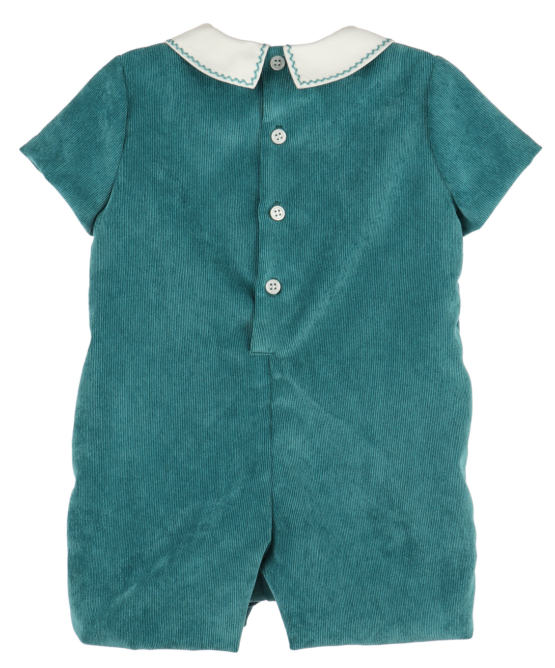 Teal Corduroy Stitches Collar Romper