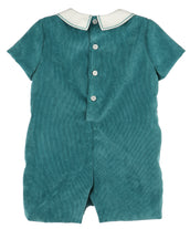 Teal Corduroy Stitches Collar Romper