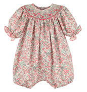 Scarlet Blush Coral Floral Smocked Bishop Bubble