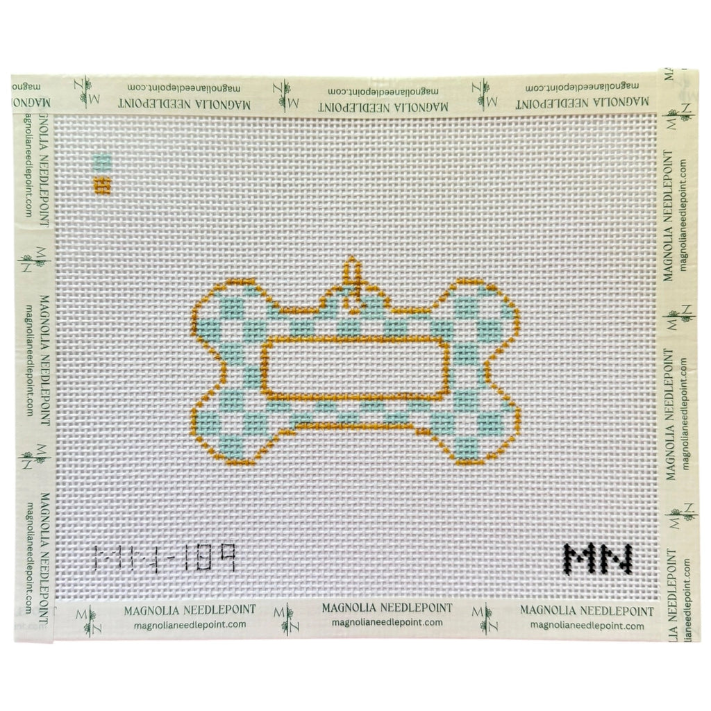 Blue Check Dog Tag Canvas