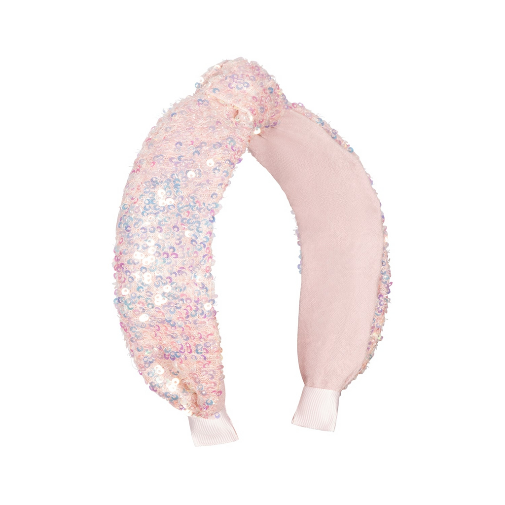 Sequin Knotted Headband in Pink