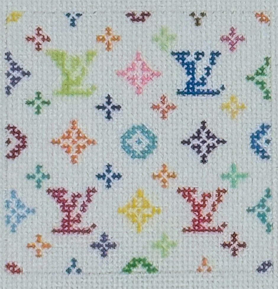 3" Square Insert Louis Vuitton LV Multi Color on White