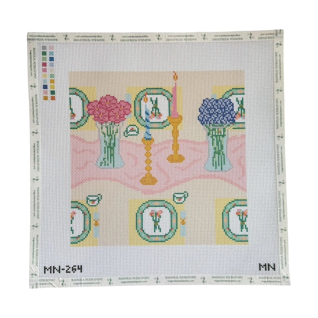 Tea and Tapers Place Setting Needlepoint Canvas