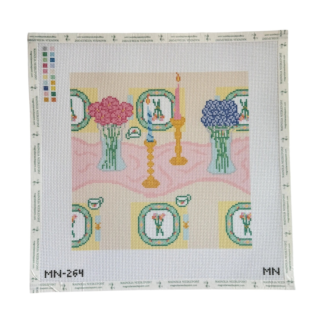 Tea and Tapers Place Setting Needlepoint Canvas