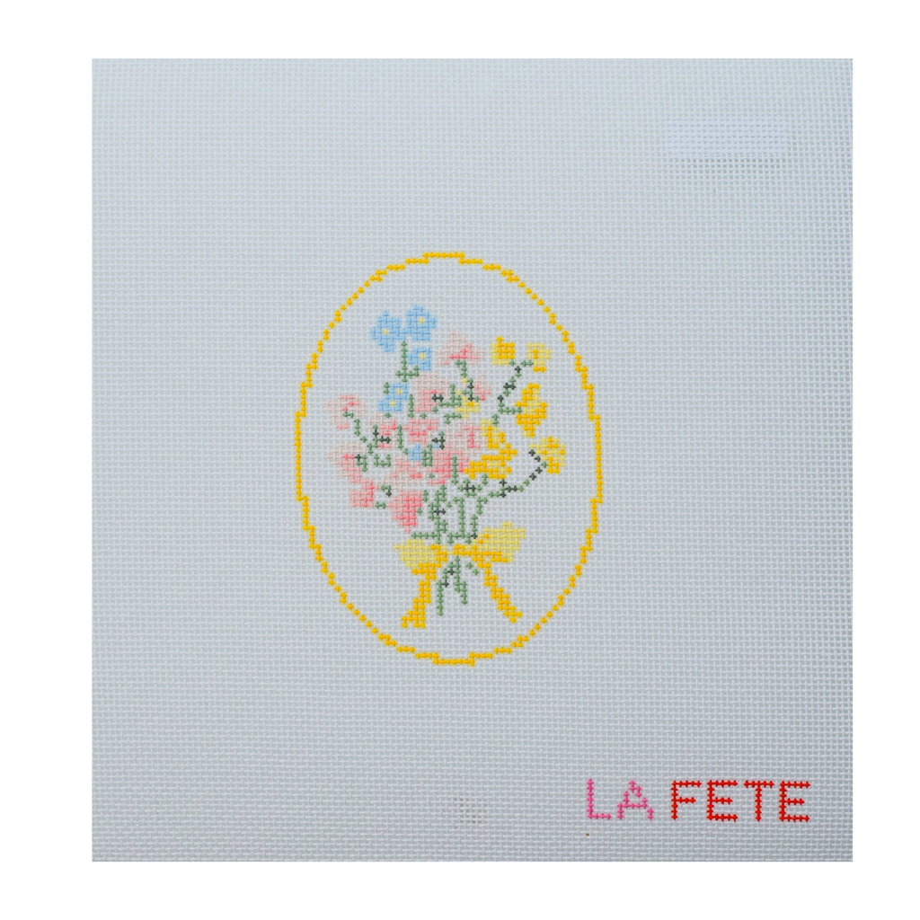 Spring Floral Cameo Hand Painted Needlepoint Canvas