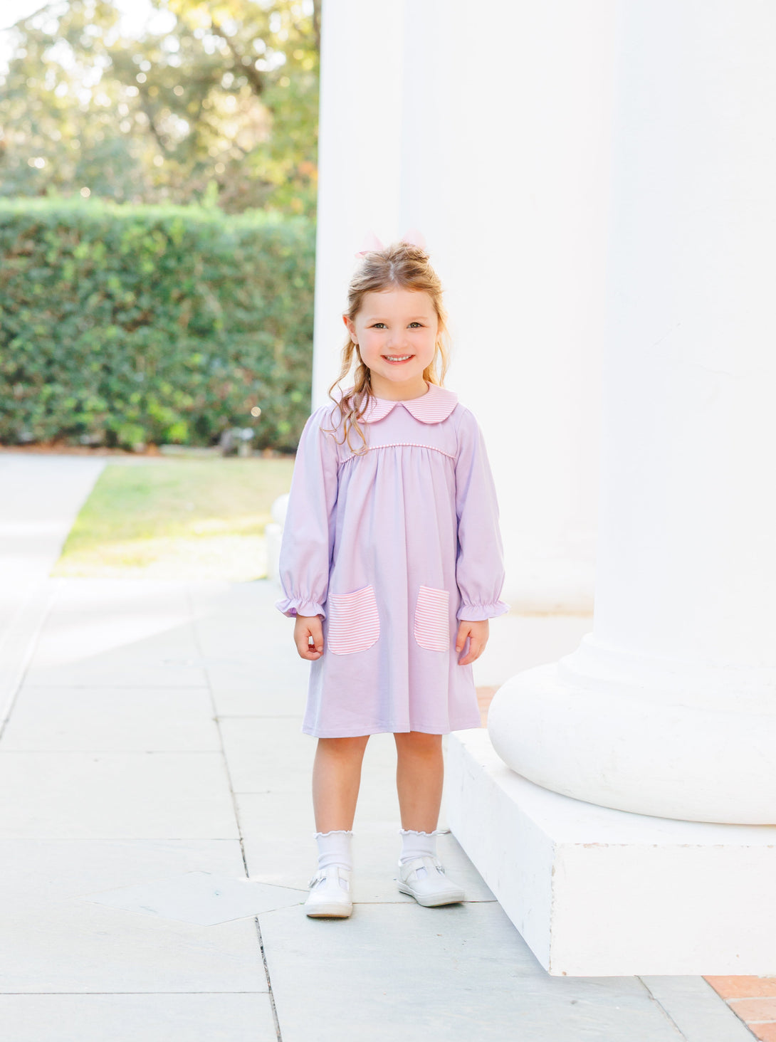 Abigail Dress - Lavender/Light Pink Stripe PRE-ORDER