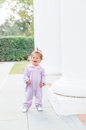 Abigail Romper - Lavender/Light Pink Stripe PRE-ORDER