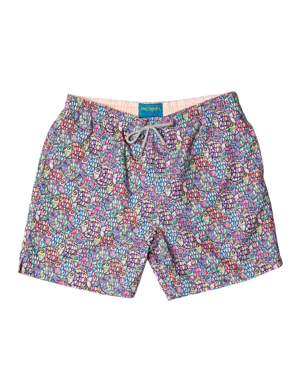 Boys Cyclist Swim Trunks - Abstract Fish Blue