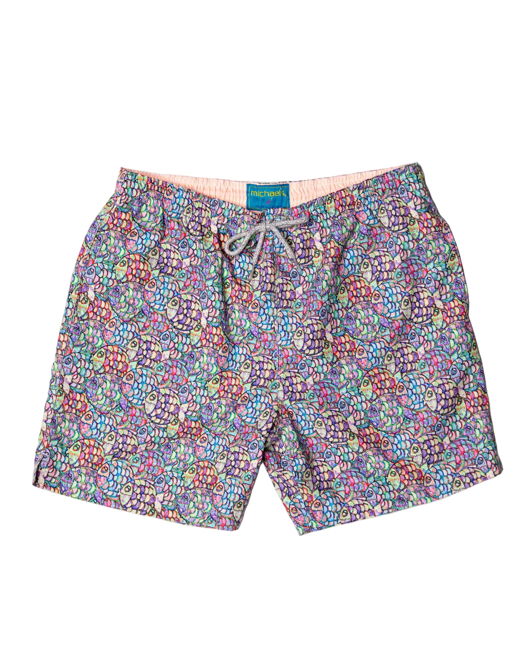 Boys Cyclist Swim Trunks - Abstract Fish Blue