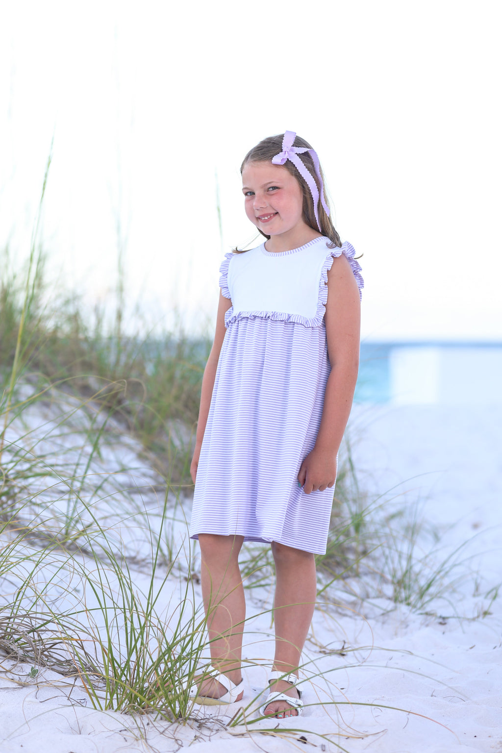 Alice Dress in Lavender Stripe