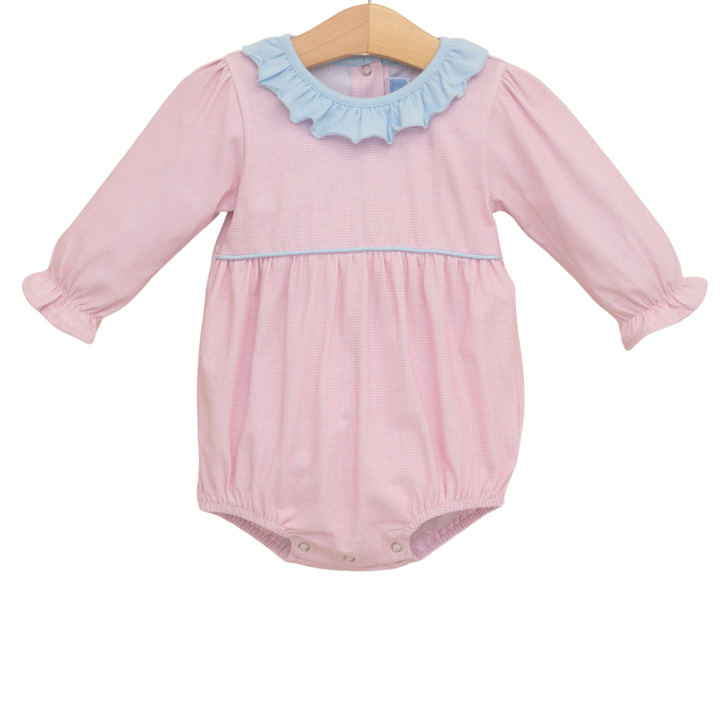 Amelia Bubble- Light Pink Micro Gingham/Light Blue PRE-ORDER