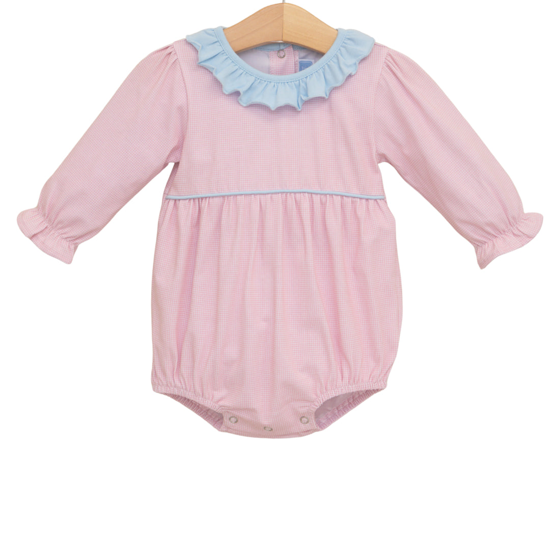 Amelia Bubble- Light Pink Micro Gingham/Light Blue PRE-ORDER