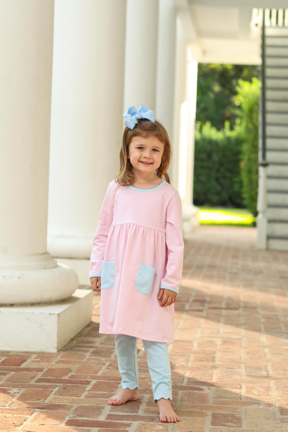 Annie Pant Set Light Pink Stripe Light Blue