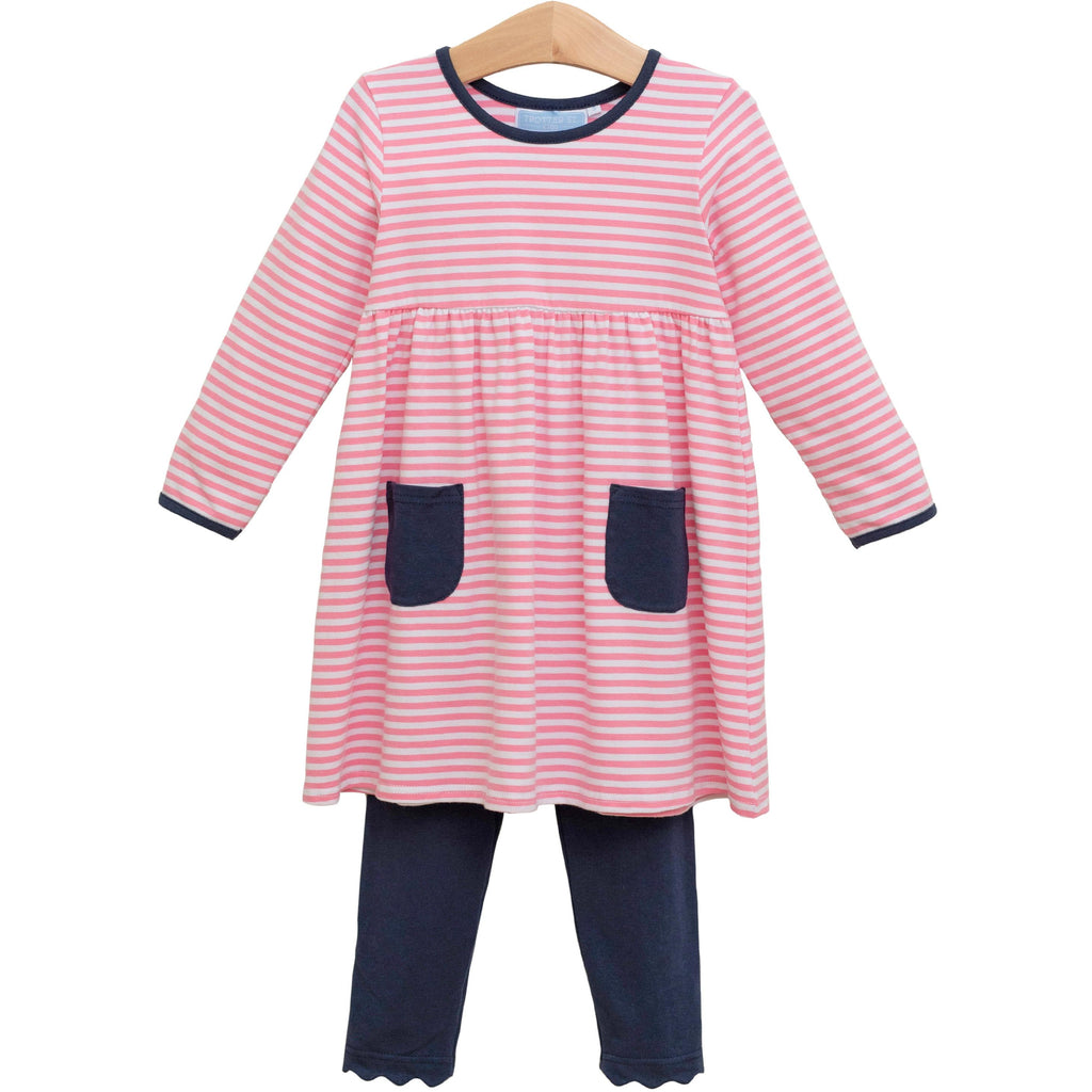 Annie Pant Set Navy Stripe Pink