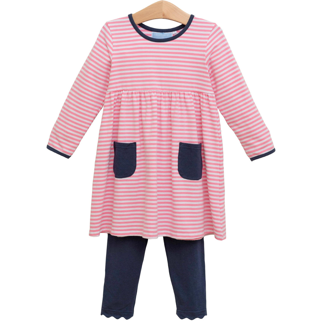 Annie Pant Set Navy Stripe Pink