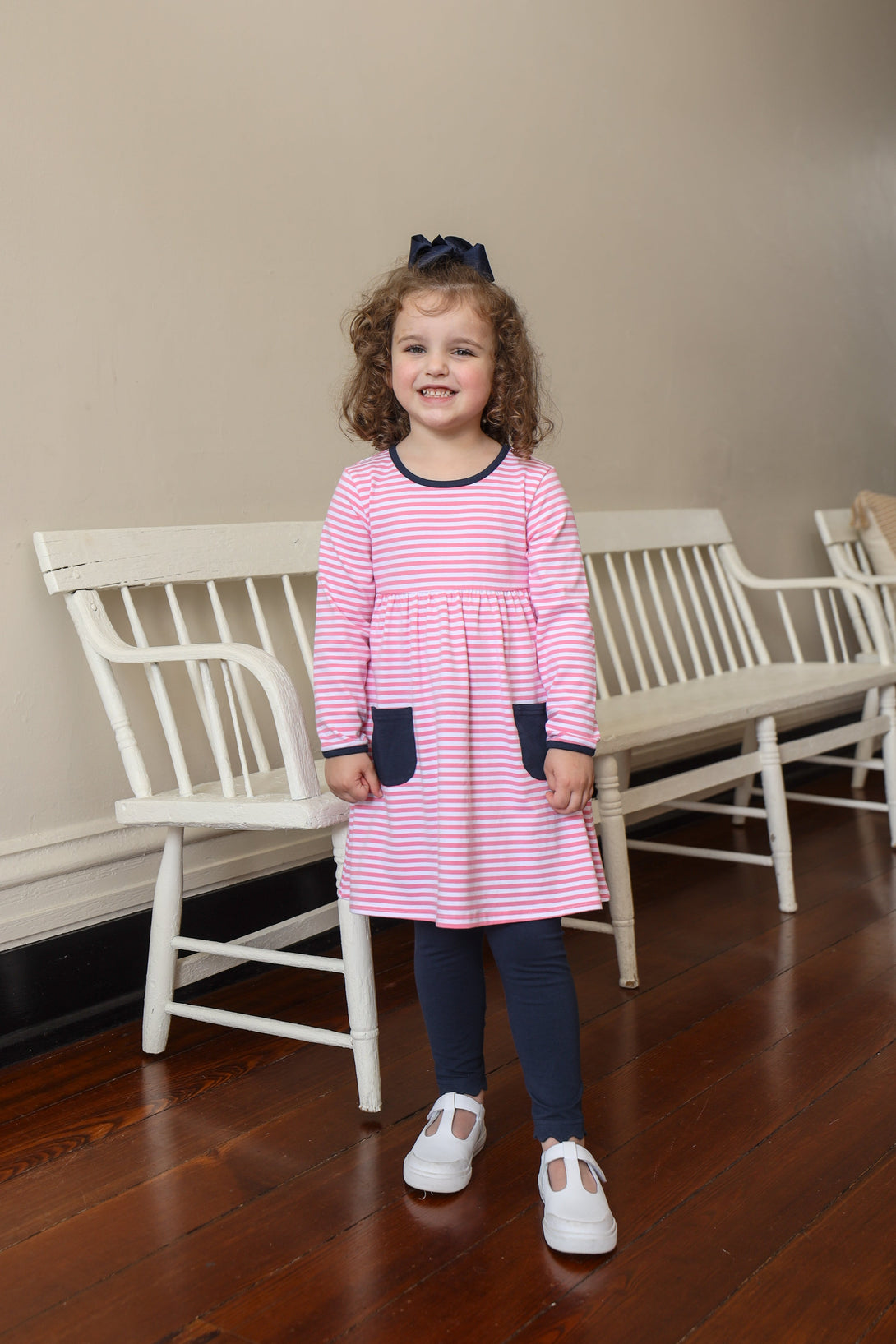 Annie Pant Set Navy Stripe Pink