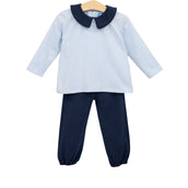 Archie Bloomer Pant Set Light Blue Stripe/Navy PRE-ORDER