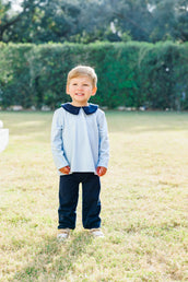 Archie Bloomer Pant Set Light Blue Stripe/Navy PRE-ORDER