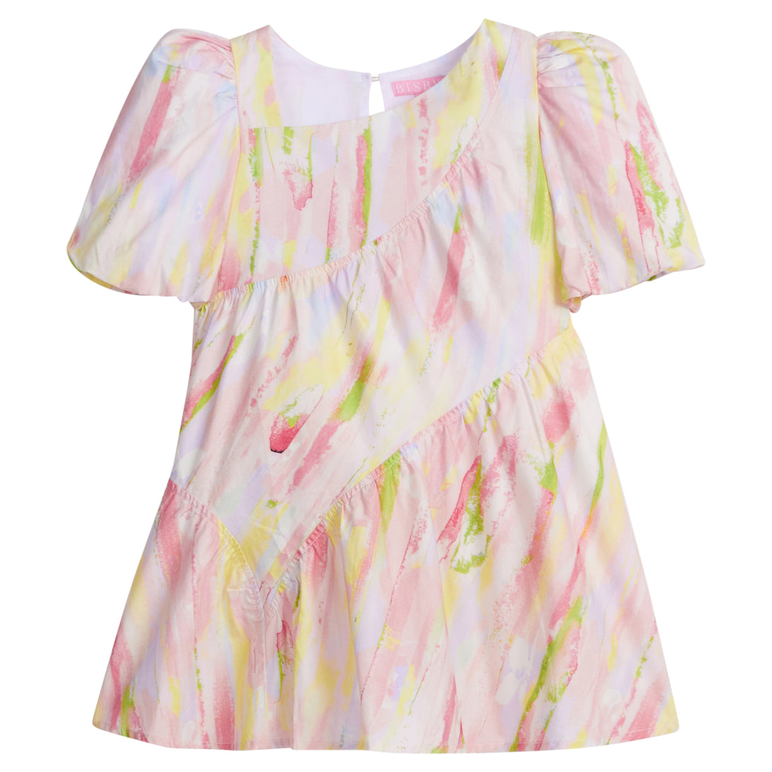 Asymmetrical Dress in Watercolor Color Block