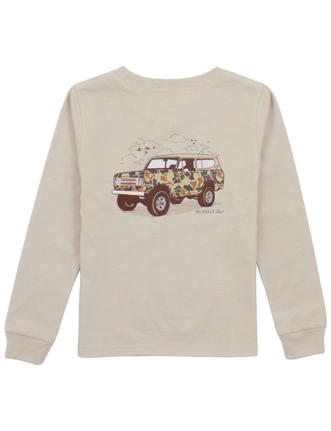 Boys Camo Truck Long Sleeve Tee in Linen