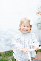 Long Sleeve Millie Set Crysanthemum Floral and Blue Corduroy