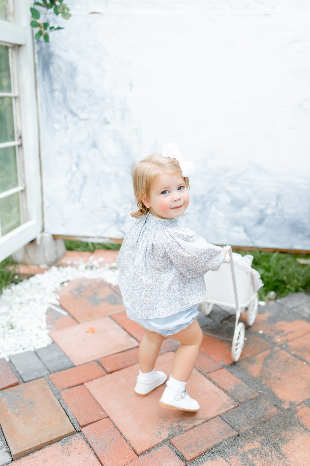 Long Sleeve Millie Set Crysanthemum Floral and Blue Corduroy