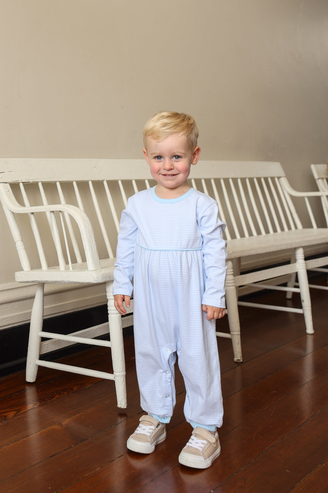 Bennett Romper Light Blue Stripe