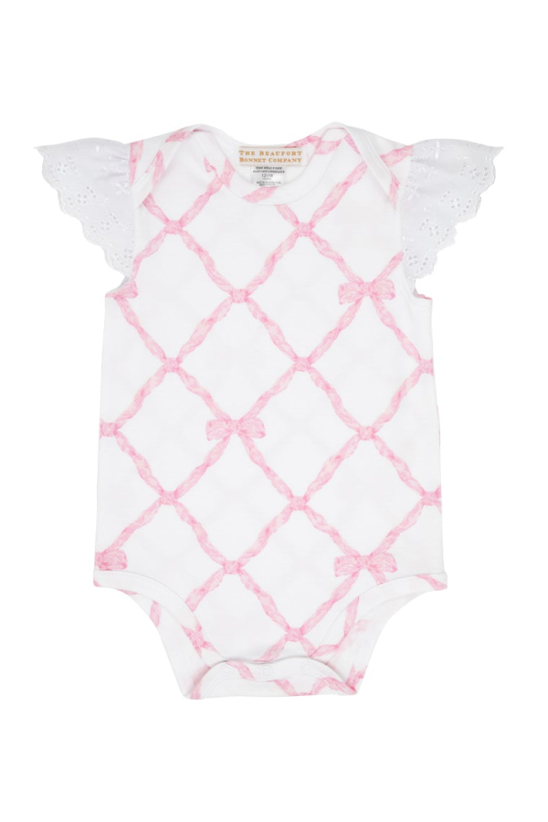 Wendy Onesie - Belle Meade Bow Palm Beach Pink