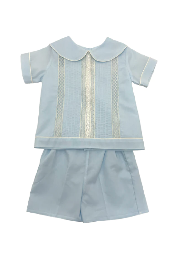 Heirloom  Short Set - Light Blue with Ecru Lace