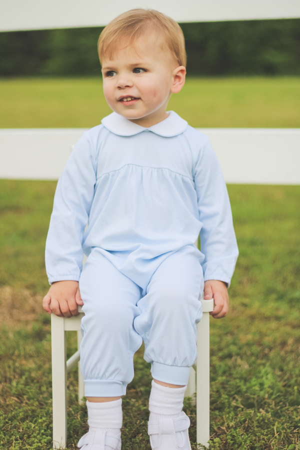 Blue Basics Long Sleeve Boy Romper