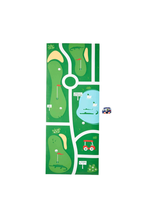 Golf Course Mat and Pull-Back Toy Set