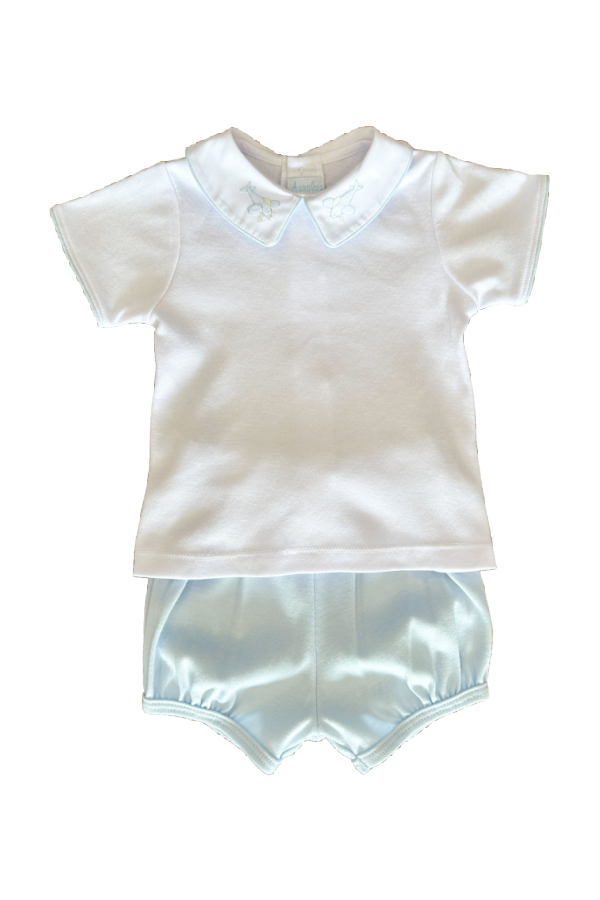 Blue Knit Bloomer Set with Airplane Applique