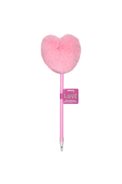 Pink Furry Heart Ballpoint Pen