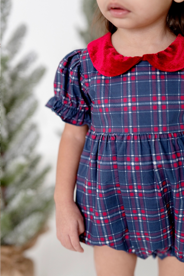 Quinn Collared Bubble in Holiday Plaid